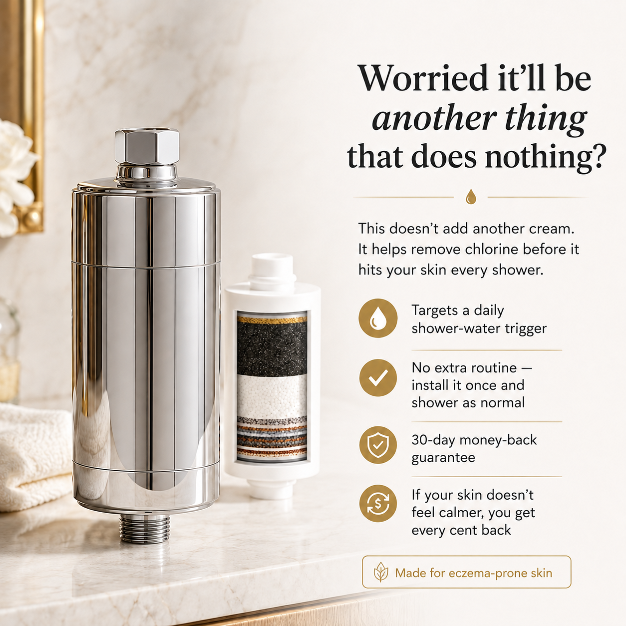 Soothel Shower Filter - Chlorine Removal for Dry, Sensitive & Eczema-Prone Skin